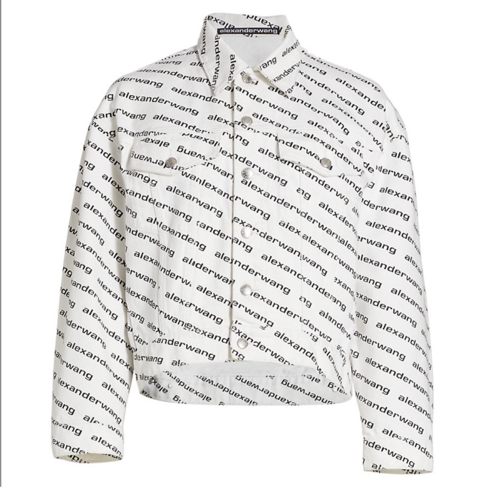 Alexander Wang t. White Logo Print Jacket Authentic Worn 2x